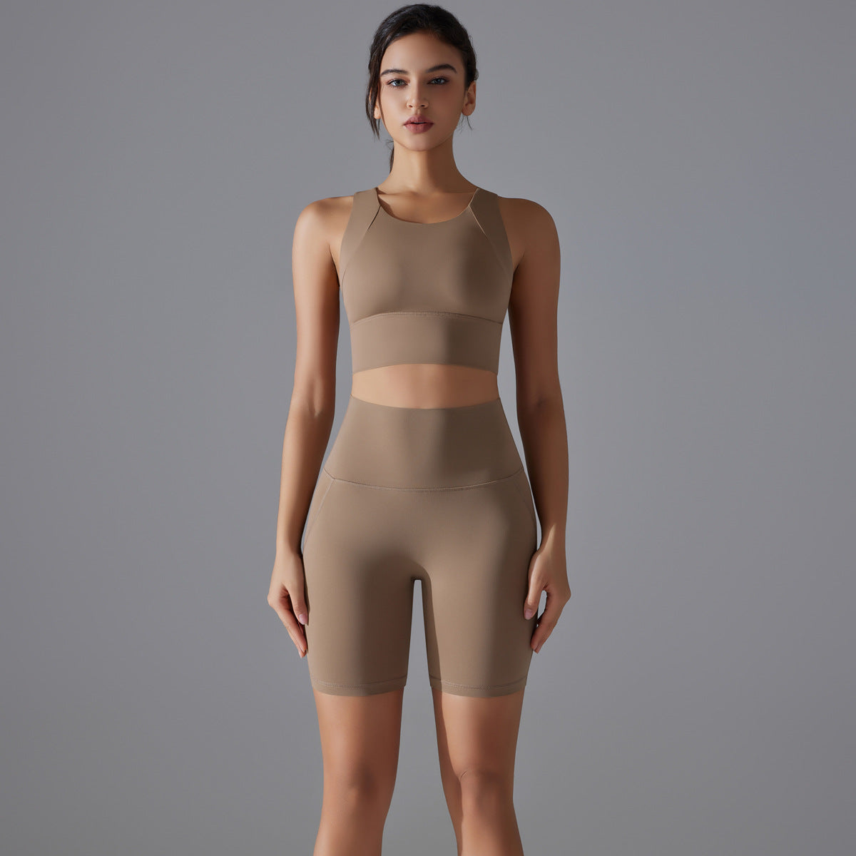 Custom Spot seamless back beauty underwear high waist hip lift skin-friendly slimming shaping sports shorts running fitness yoga set