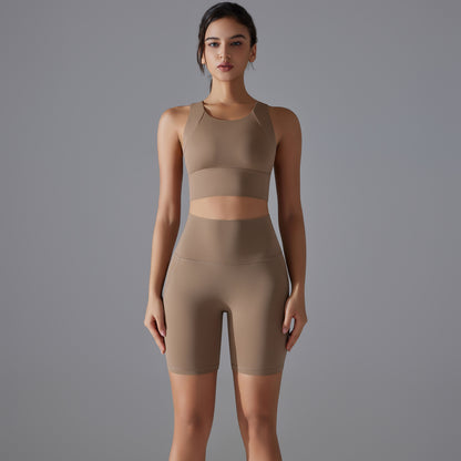 Custom Spot seamless back beauty underwear high waist hip lift skin-friendly slimming shaping sports shorts running fitness yoga set