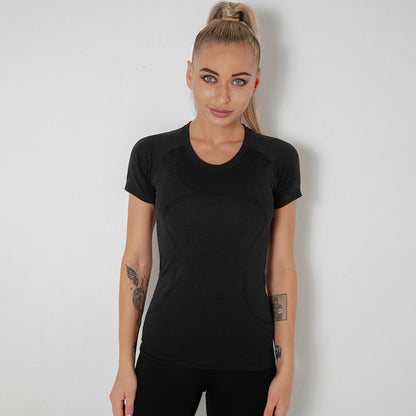 Custom New seamless vest yoga clothes female quick-drying dance rhythm fitness clothes tops sports morning exercise running short sleeves female