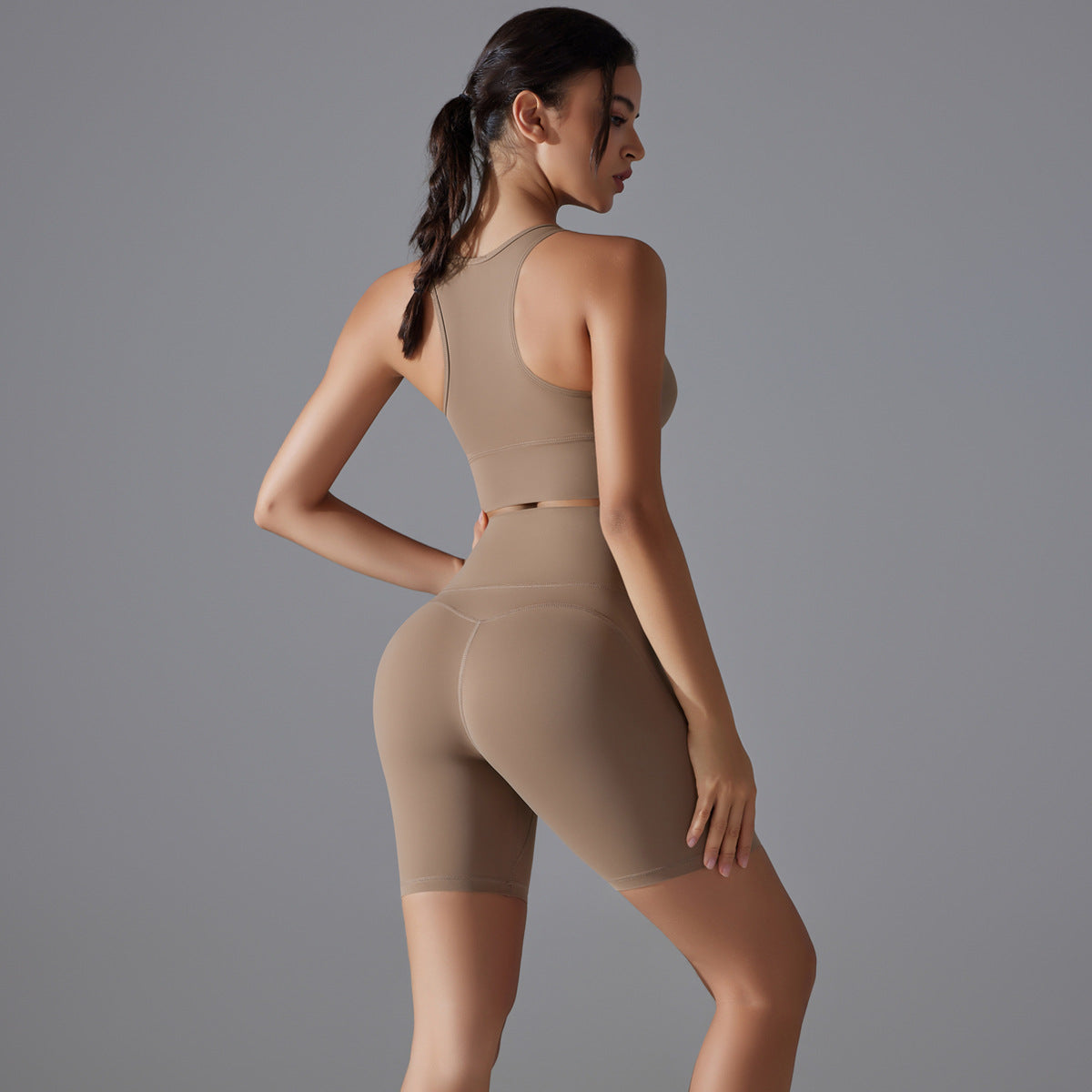Custom Spot seamless back beauty underwear high waist hip lift skin-friendly slimming shaping sports shorts running fitness yoga set