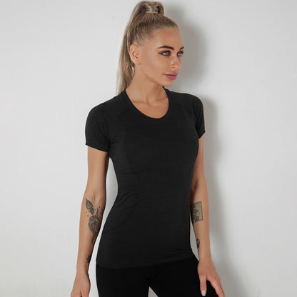 Custom New seamless vest yoga clothes female quick-drying dance rhythm fitness clothes tops sports morning exercise running short sleeves female