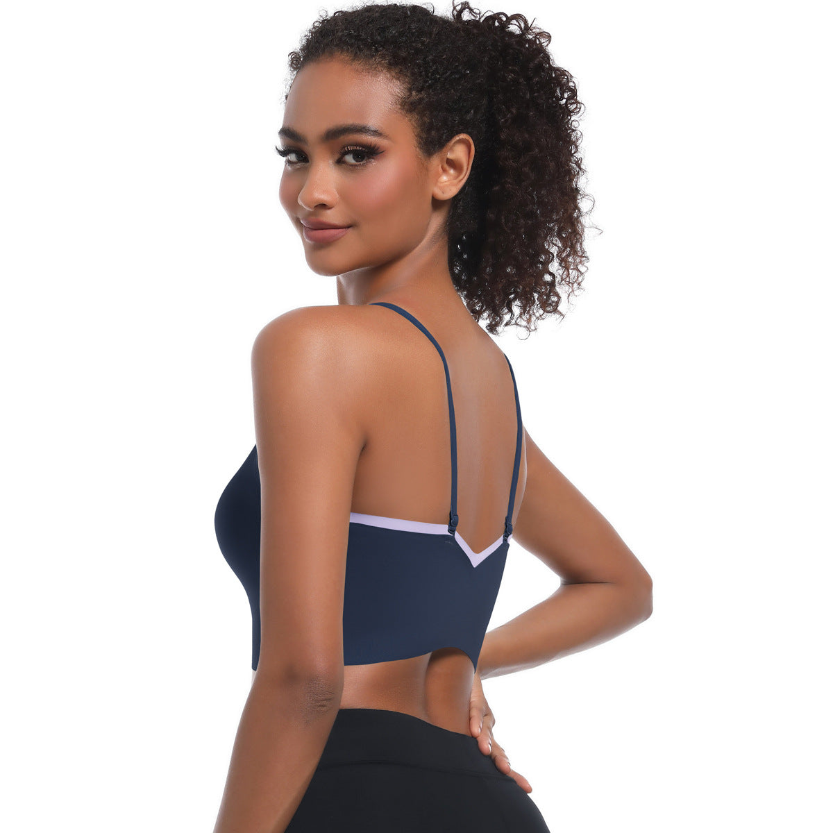 Custom  Sports bra gathered cross straps beautiful back two-tone yoga bra running fitness vest for women