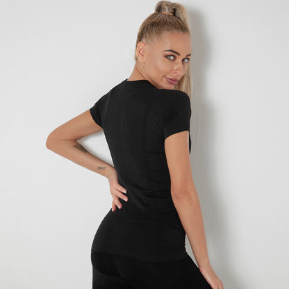 Custom New seamless vest yoga clothes female quick-drying dance rhythm fitness clothes tops sports morning exercise running short sleeves female