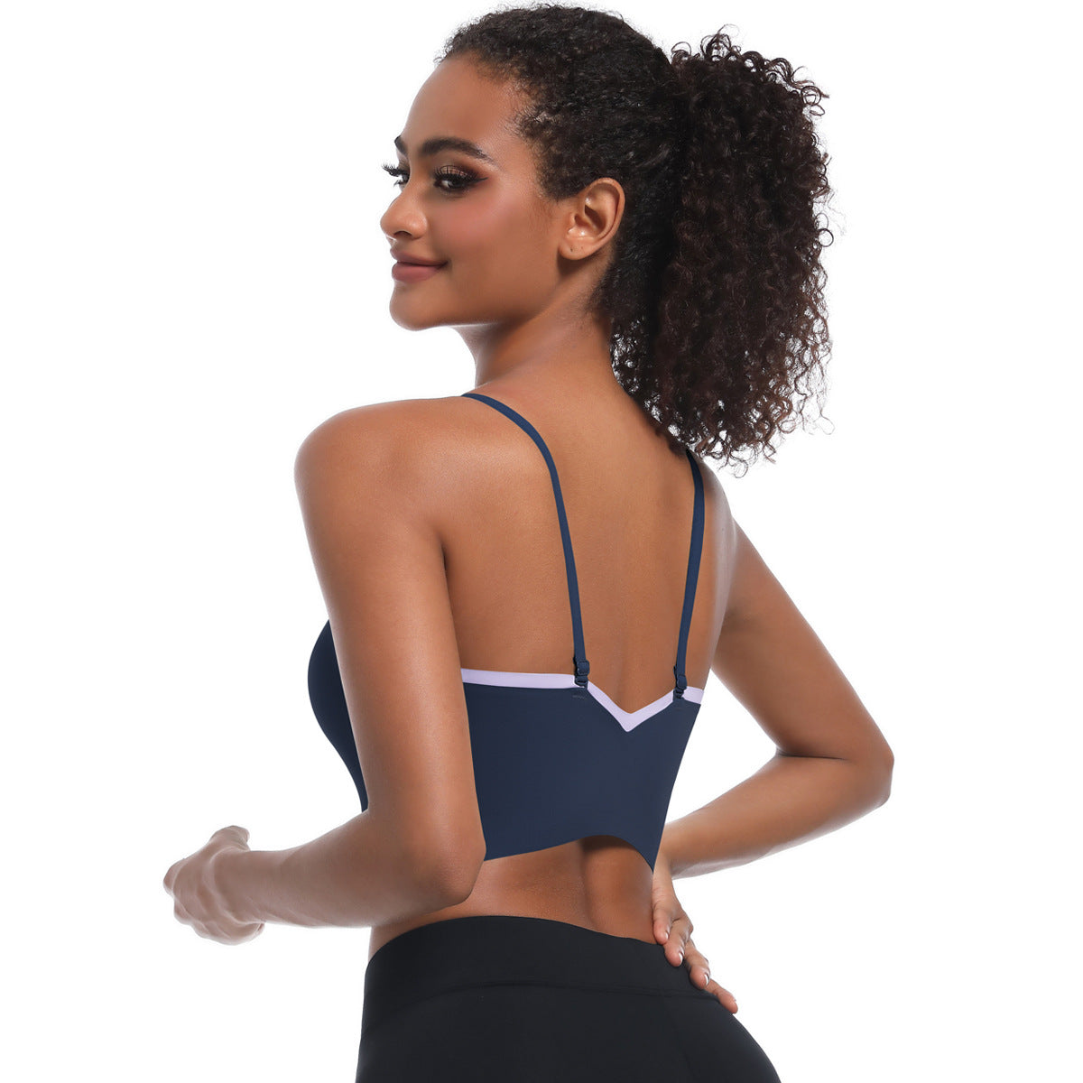 Custom  Sports bra gathered cross straps beautiful back two-tone yoga bra running fitness vest for women