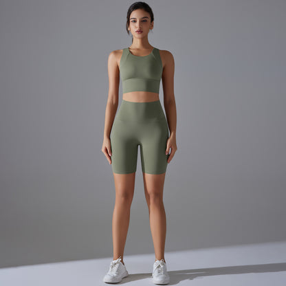Custom Spot seamless back beauty underwear high waist hip lift skin-friendly slimming shaping sports shorts running fitness yoga set