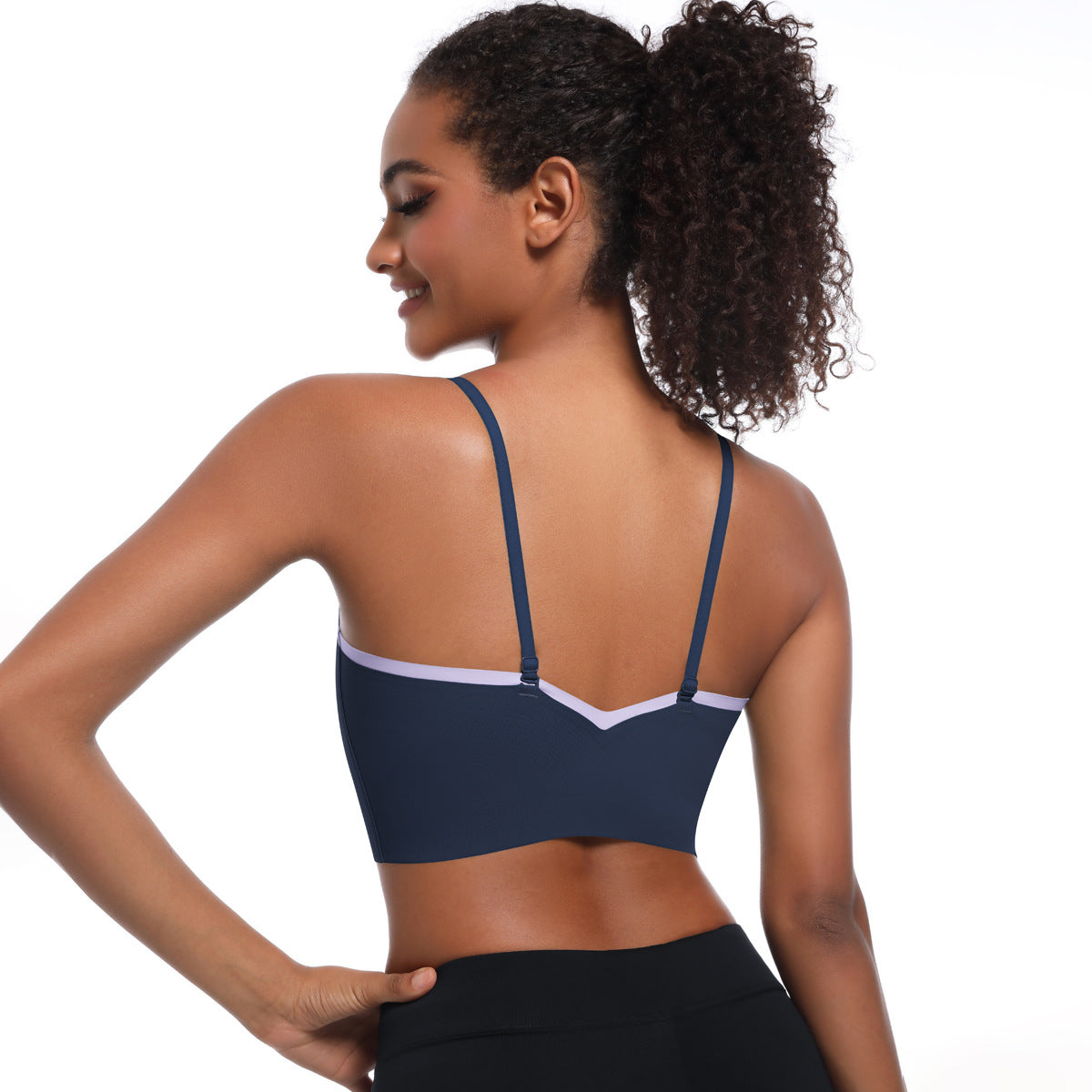 Custom  Sports bra gathered cross straps beautiful back two-tone yoga bra running fitness vest for women