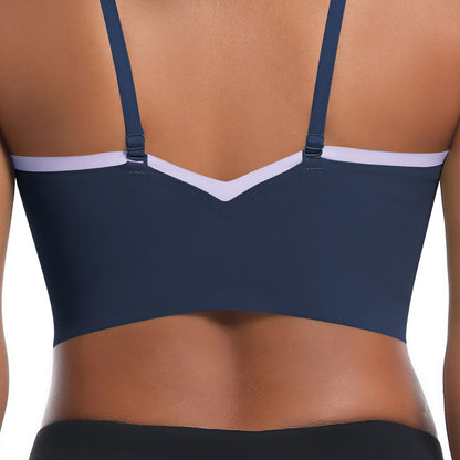 Custom  Sports bra gathered cross straps beautiful back two-tone yoga bra running fitness vest for women