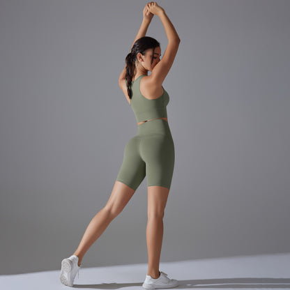 Custom Spot seamless back beauty underwear high waist hip lift skin-friendly slimming shaping sports shorts running fitness yoga set
