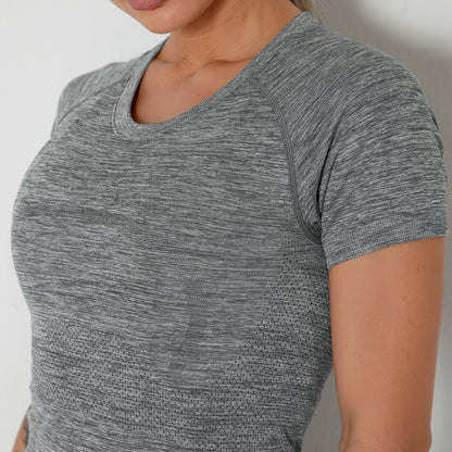 Custom New seamless vest yoga clothes female quick-drying dance rhythm fitness clothes tops sports morning exercise running short sleeves female
