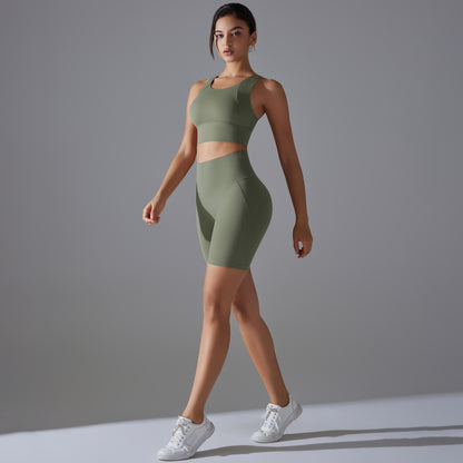 Custom Spot seamless back beauty underwear high waist hip lift skin-friendly slimming shaping sports shorts running fitness yoga set