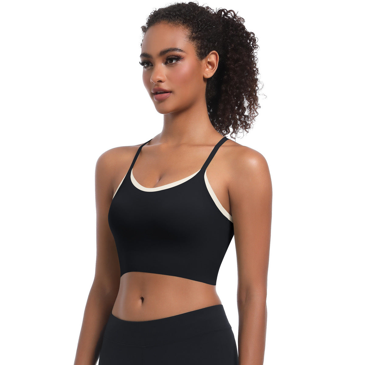 Custom  Sports bra gathered cross straps beautiful back two-tone yoga bra running fitness vest for women