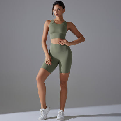 Custom Spot seamless back beauty underwear high waist hip lift skin-friendly slimming shaping sports shorts running fitness yoga set