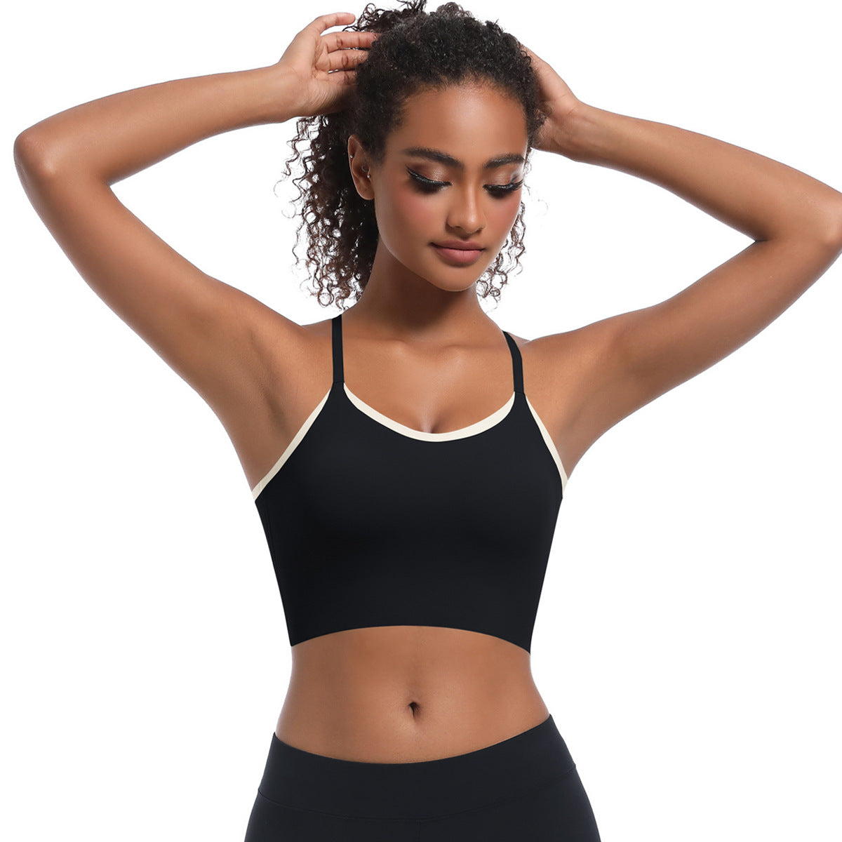 Custom  Sports bra gathered cross straps beautiful back two-tone yoga bra running fitness vest for women