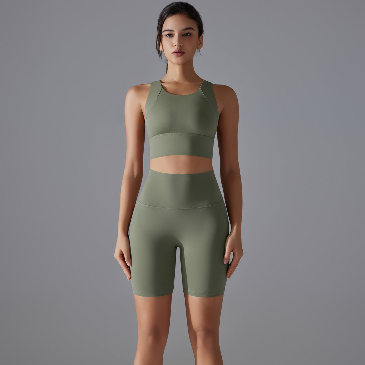 Custom Spot seamless back beauty underwear high waist hip lift skin-friendly slimming shaping sports shorts running fitness yoga set