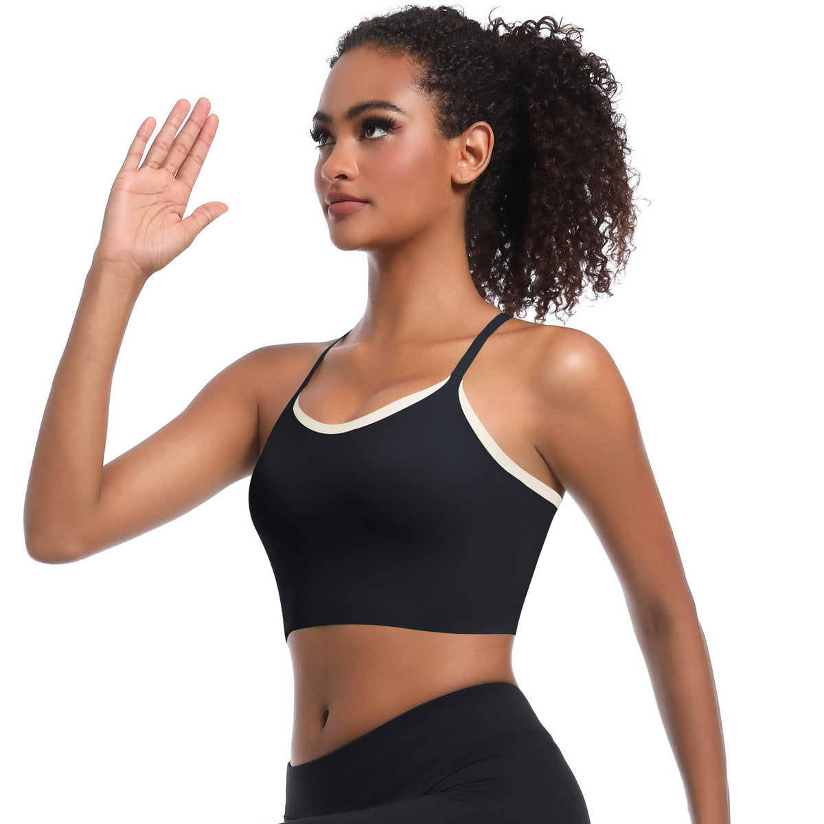 Custom  Sports bra gathered cross straps beautiful back two-tone yoga bra running fitness vest for women