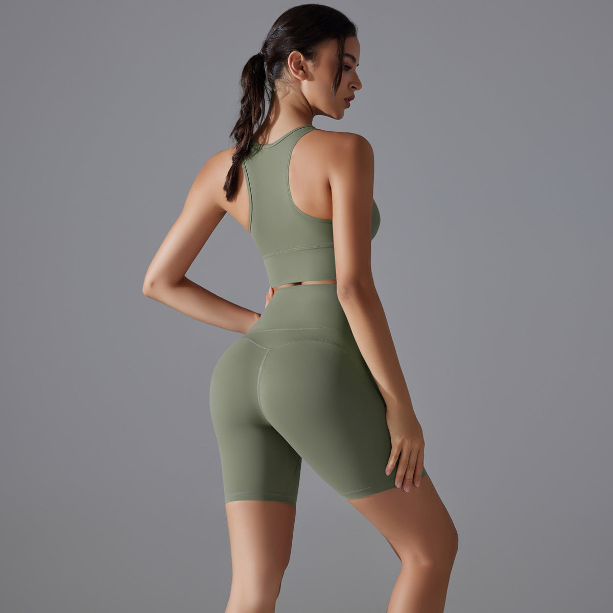 Custom Spot seamless back beauty underwear high waist hip lift skin-friendly slimming shaping sports shorts running fitness yoga set