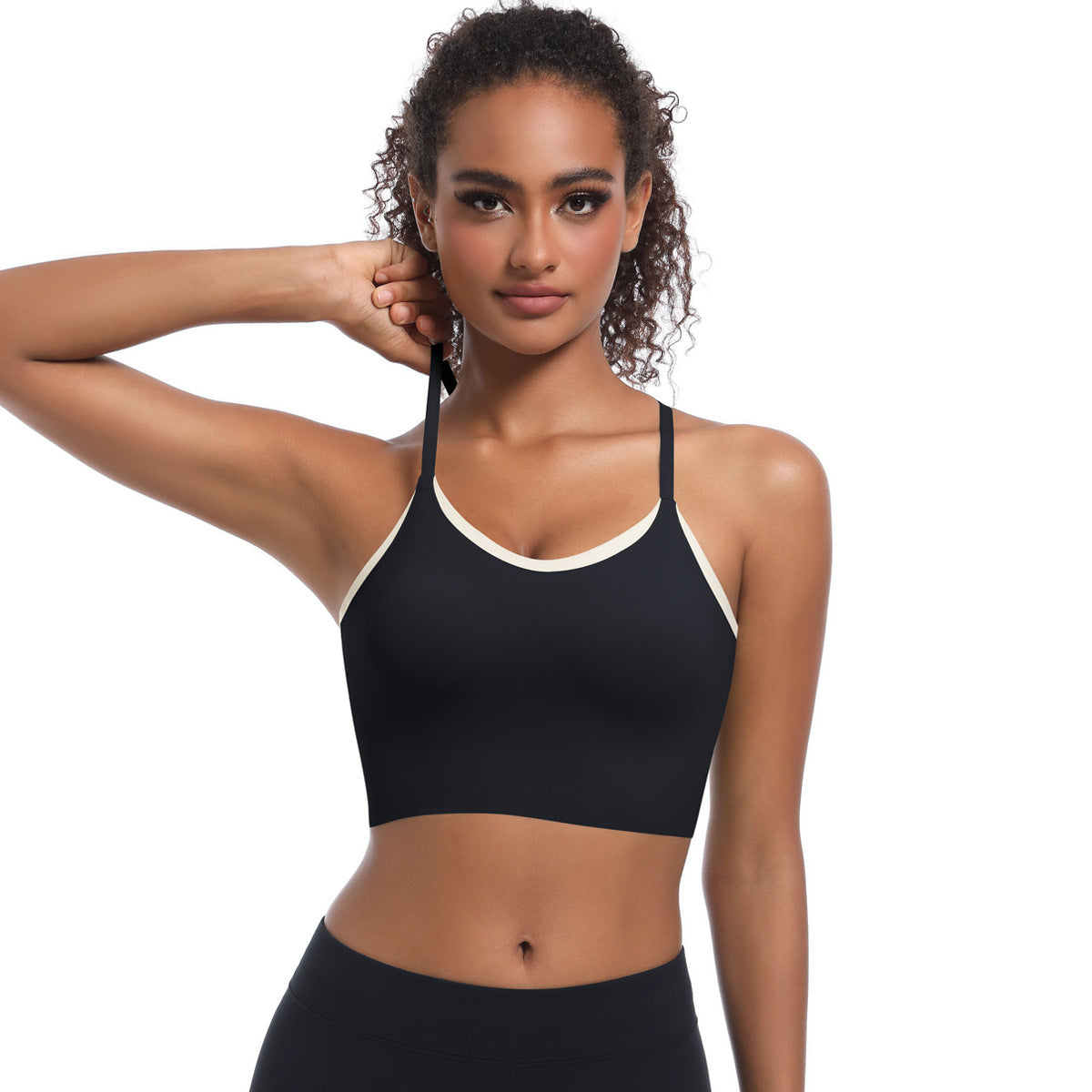 Custom  Sports bra gathered cross straps beautiful back two-tone yoga bra running fitness vest for women