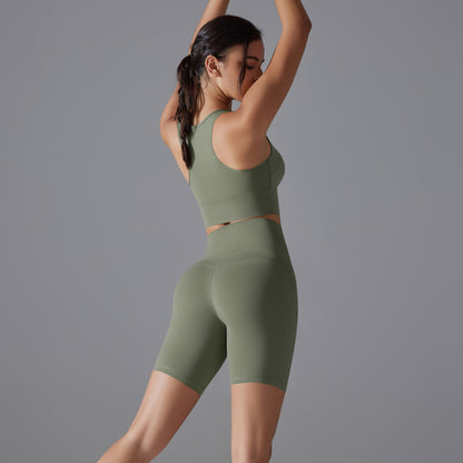 Custom Spot seamless back beauty underwear high waist hip lift skin-friendly slimming shaping sports shorts running fitness yoga set