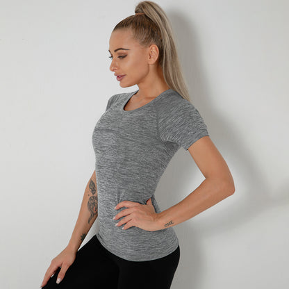 Custom New seamless vest yoga clothes female quick-drying dance rhythm fitness clothes tops sports morning exercise running short sleeves female