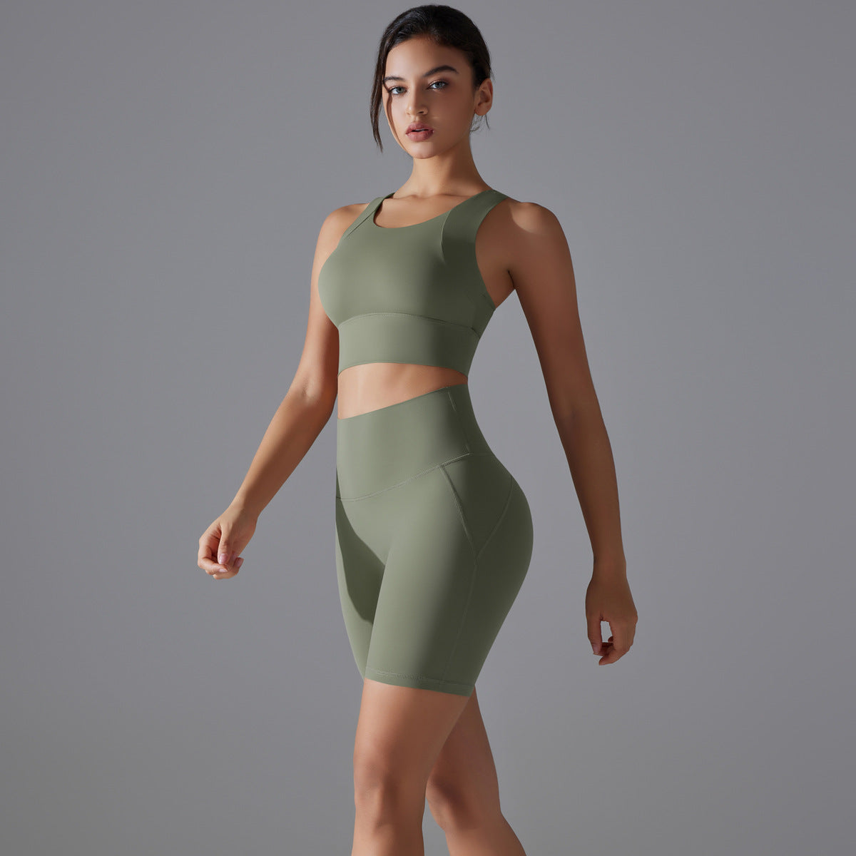 Custom Spot seamless back beauty underwear high waist hip lift skin-friendly slimming shaping sports shorts running fitness yoga set