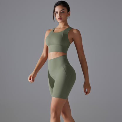 Custom Spot seamless back beauty underwear high waist hip lift skin-friendly slimming shaping sports shorts running fitness yoga set