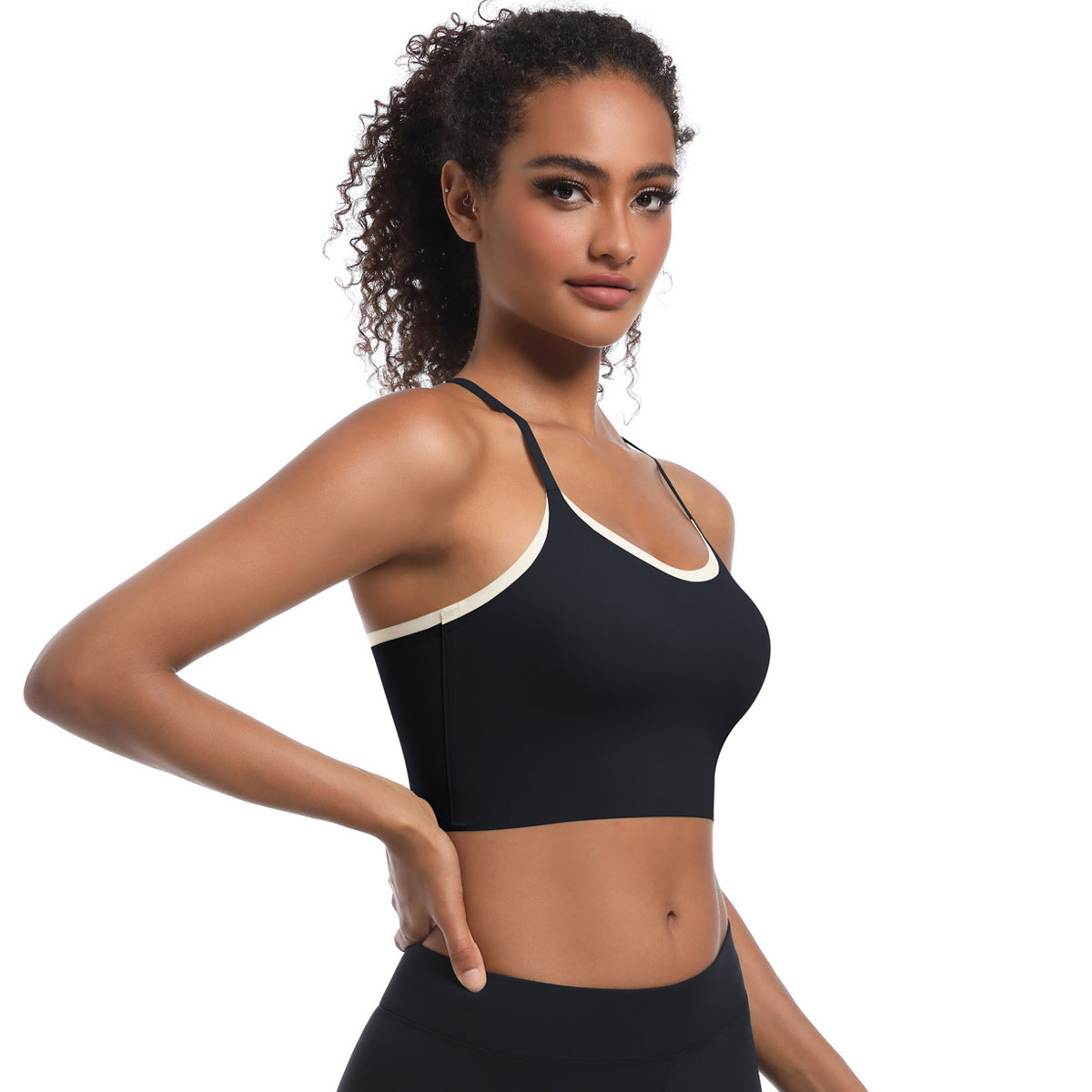 Custom  Sports bra gathered cross straps beautiful back two-tone yoga bra running fitness vest for women