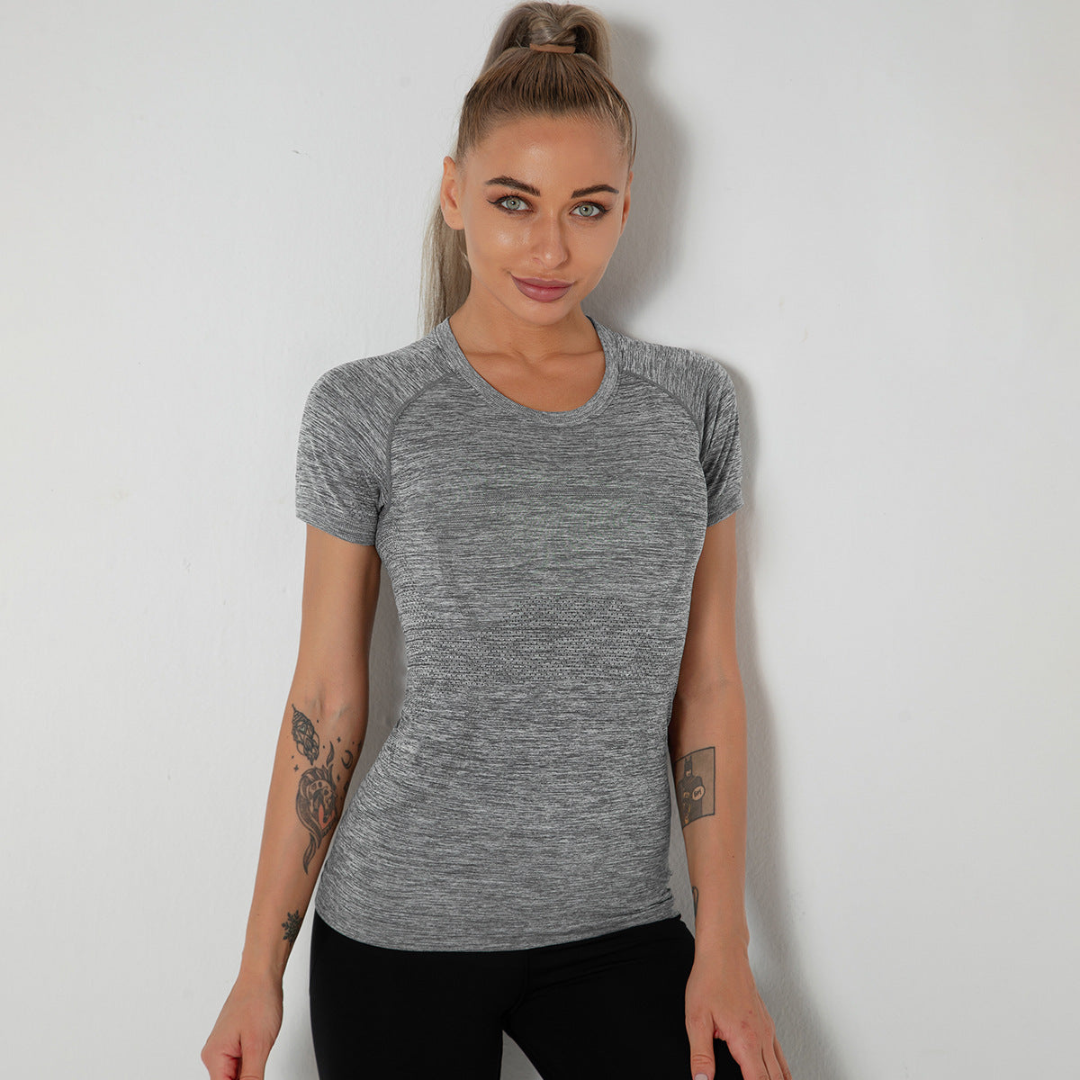 Custom New seamless vest yoga clothes female quick-drying dance rhythm fitness clothes tops sports morning exercise running short sleeves female