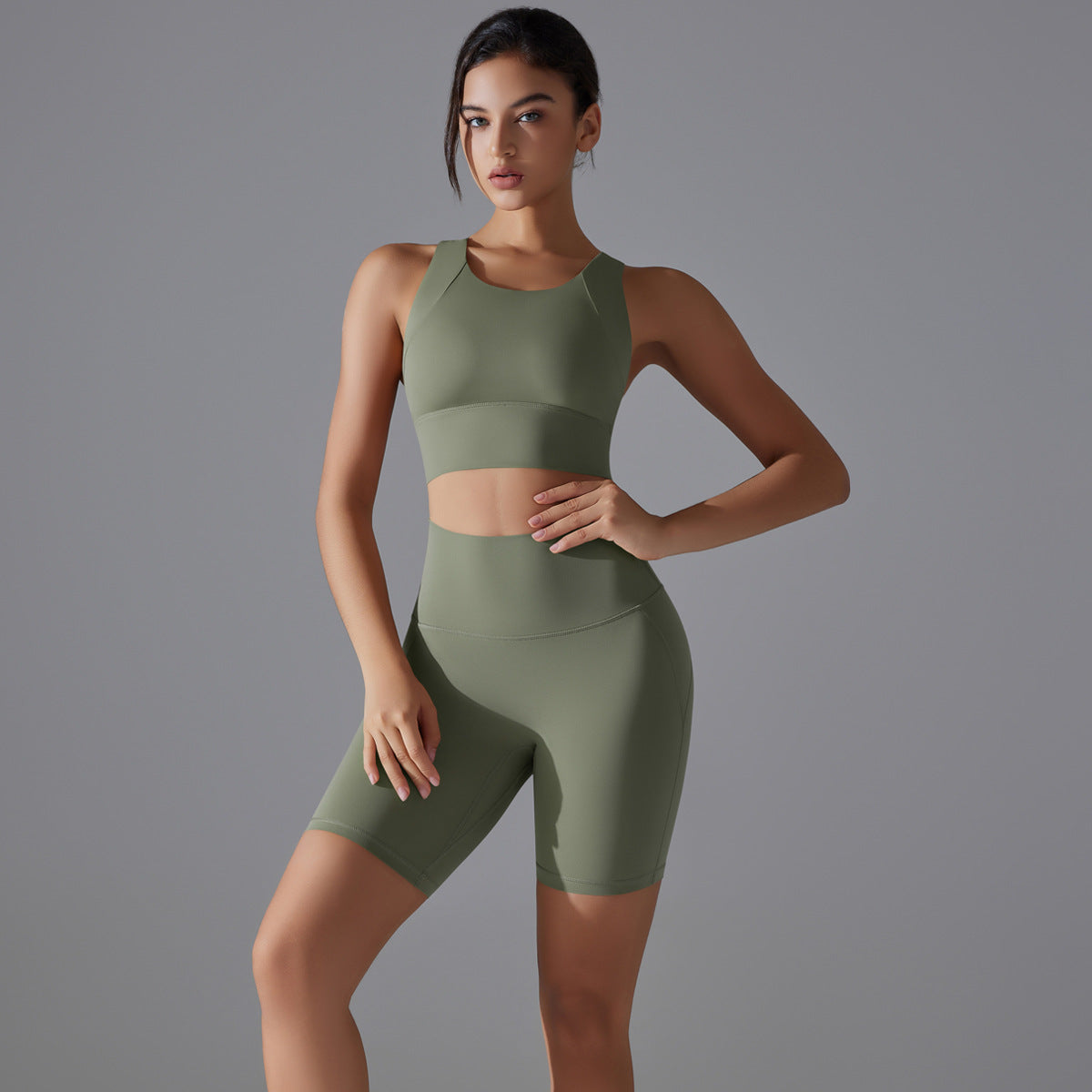 Custom Spot seamless back beauty underwear high waist hip lift skin-friendly slimming shaping sports shorts running fitness yoga set