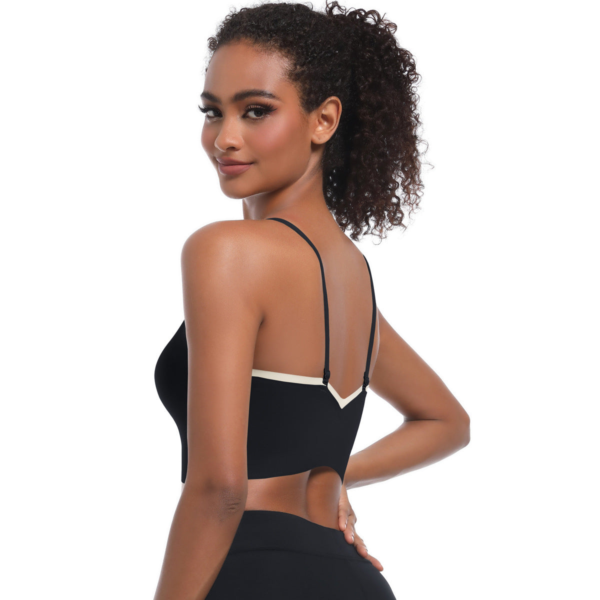 Custom  Sports bra gathered cross straps beautiful back two-tone yoga bra running fitness vest for women