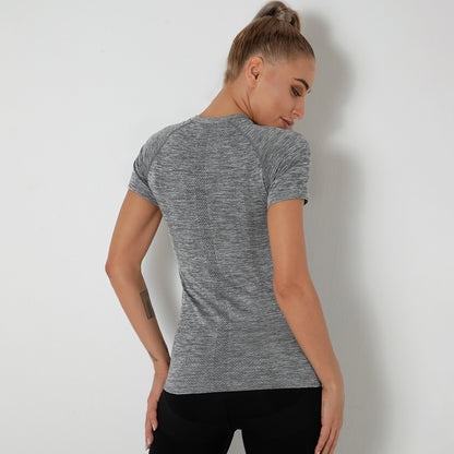 Custom New seamless vest yoga clothes female quick-drying dance rhythm fitness clothes tops sports morning exercise running short sleeves female