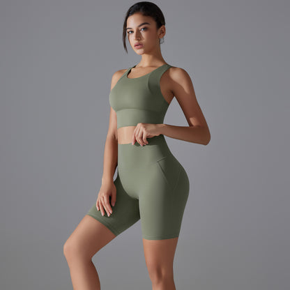 Custom Spot seamless back beauty underwear high waist hip lift skin-friendly slimming shaping sports shorts running fitness yoga set