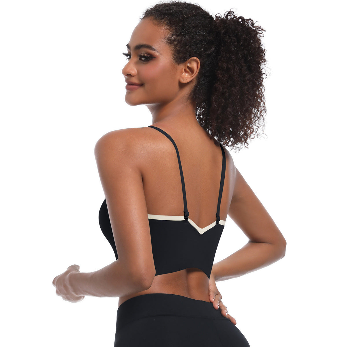 Custom  Sports bra gathered cross straps beautiful back two-tone yoga bra running fitness vest for women