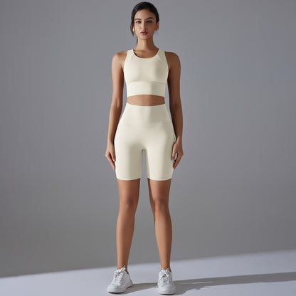 Custom Spot seamless back beauty underwear high waist hip lift skin-friendly slimming shaping sports shorts running fitness yoga set