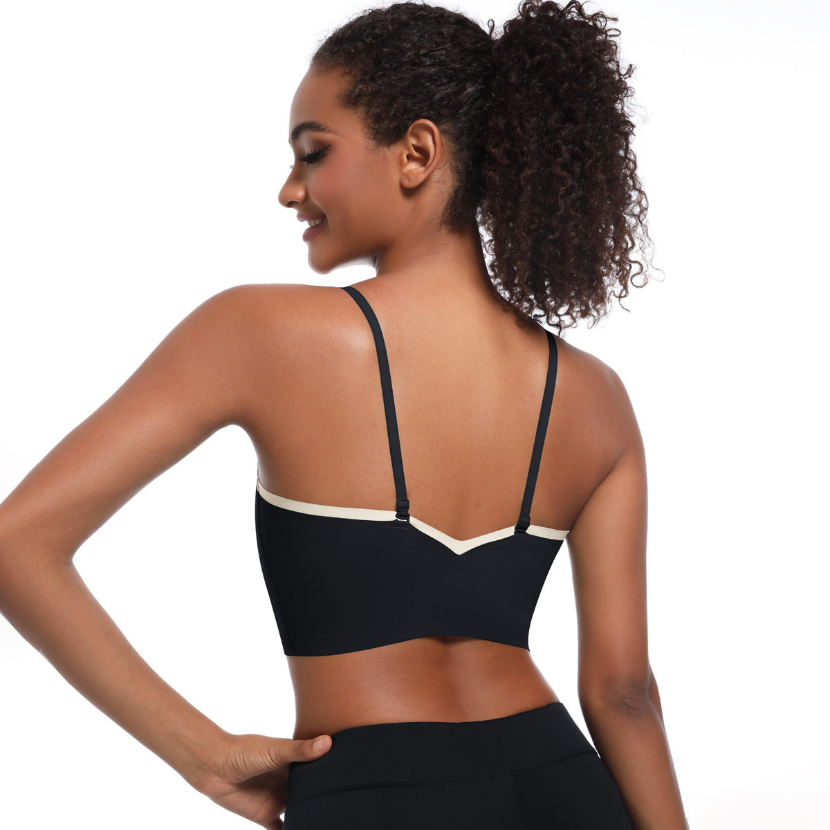 Custom  Sports bra gathered cross straps beautiful back two-tone yoga bra running fitness vest for women