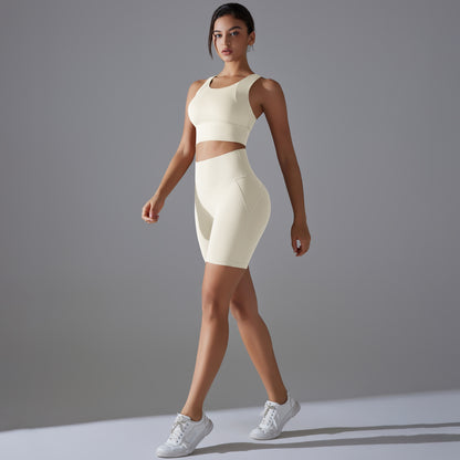 Custom Spot seamless back beauty underwear high waist hip lift skin-friendly slimming shaping sports shorts running fitness yoga set