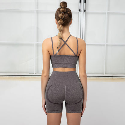 Custom Yoga suit sports fitness pants sexy seamless yoga suit long sleeve high elastic pleated quick-drying long sleeve fitness