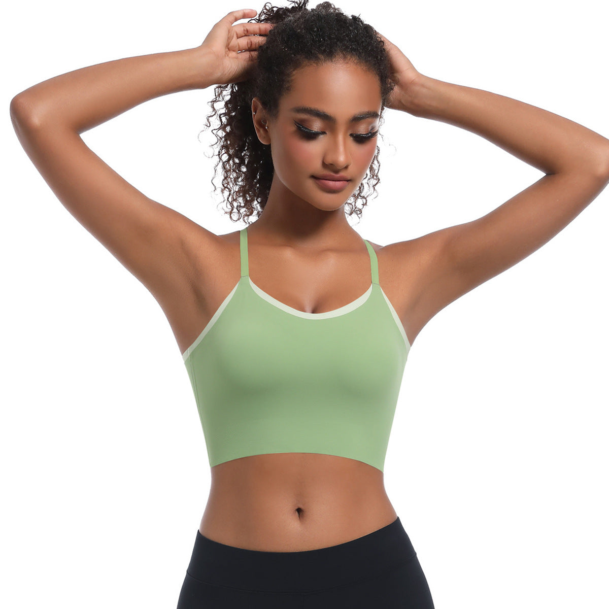 Custom  Sports bra gathered cross straps beautiful back two-tone yoga bra running fitness vest for women