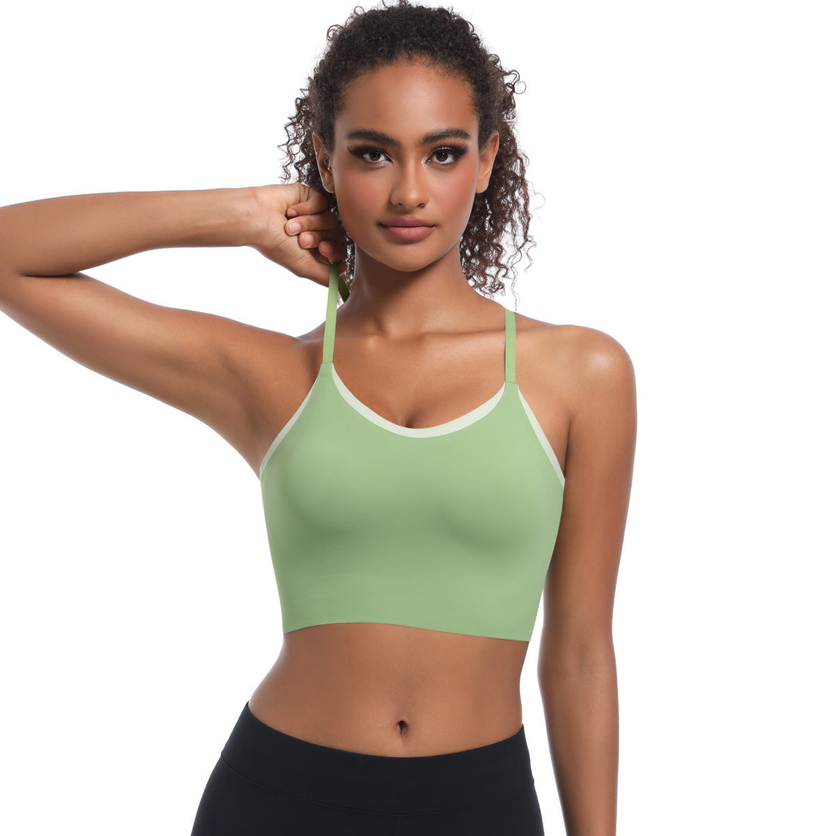 Custom  Sports bra gathered cross straps beautiful back two-tone yoga bra running fitness vest for women