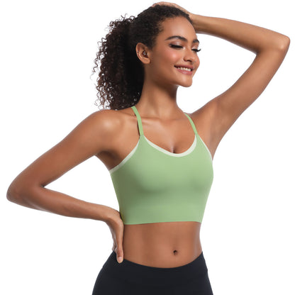 Custom  Sports bra gathered cross straps beautiful back two-tone yoga bra running fitness vest for women