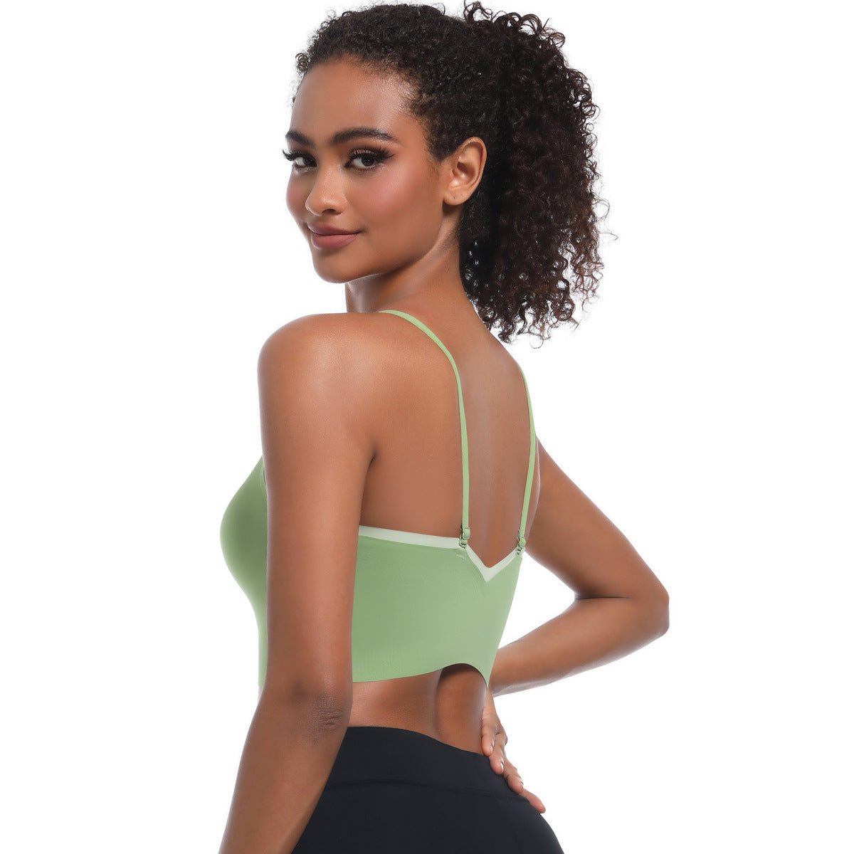 Custom  Sports bra gathered cross straps beautiful back two-tone yoga bra running fitness vest for women