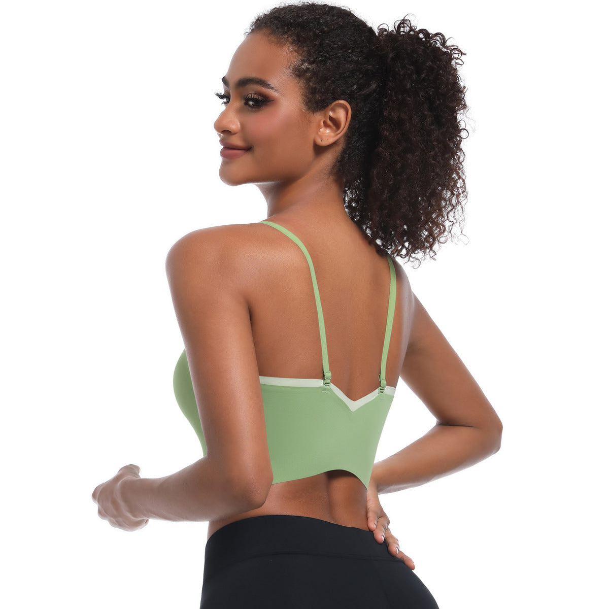Custom  Sports bra gathered cross straps beautiful back two-tone yoga bra running fitness vest for women