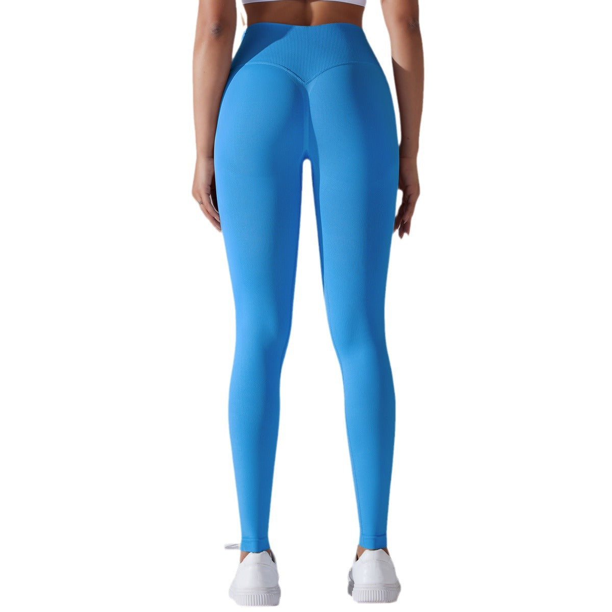 Custom Seamless Knitted Yoga Pants Cross Waist Peach Hip Lift Yoga Running Sports Tights Breathable Fitness Pants