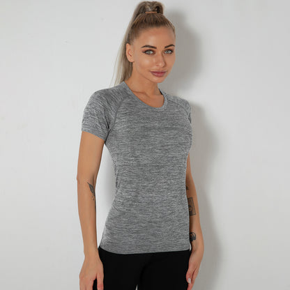 Custom New seamless vest yoga clothes female quick-drying dance rhythm fitness clothes tops sports morning exercise running short sleeves female
