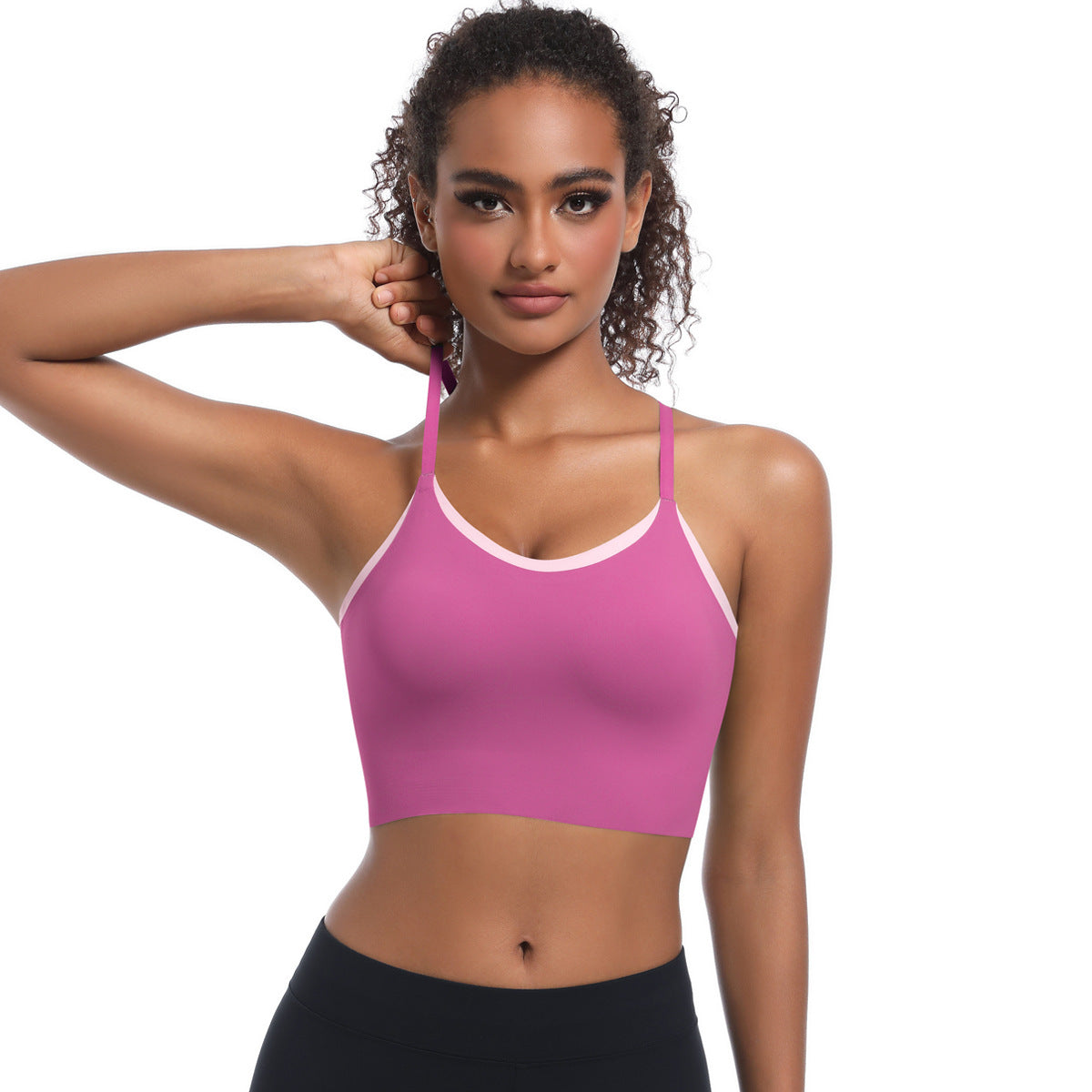 Custom  Sports bra gathered cross straps beautiful back two-tone yoga bra running fitness vest for women