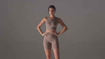 Custom  sports beautiful back underwear skin-friendly nude breathable sexy drawstring yoga vest shockproof gathered yoga bra
